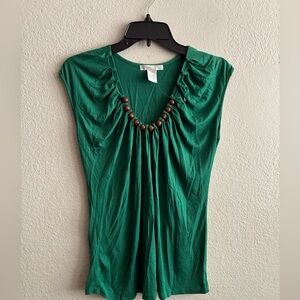 Design History Emerald Top with Wooden Beads S